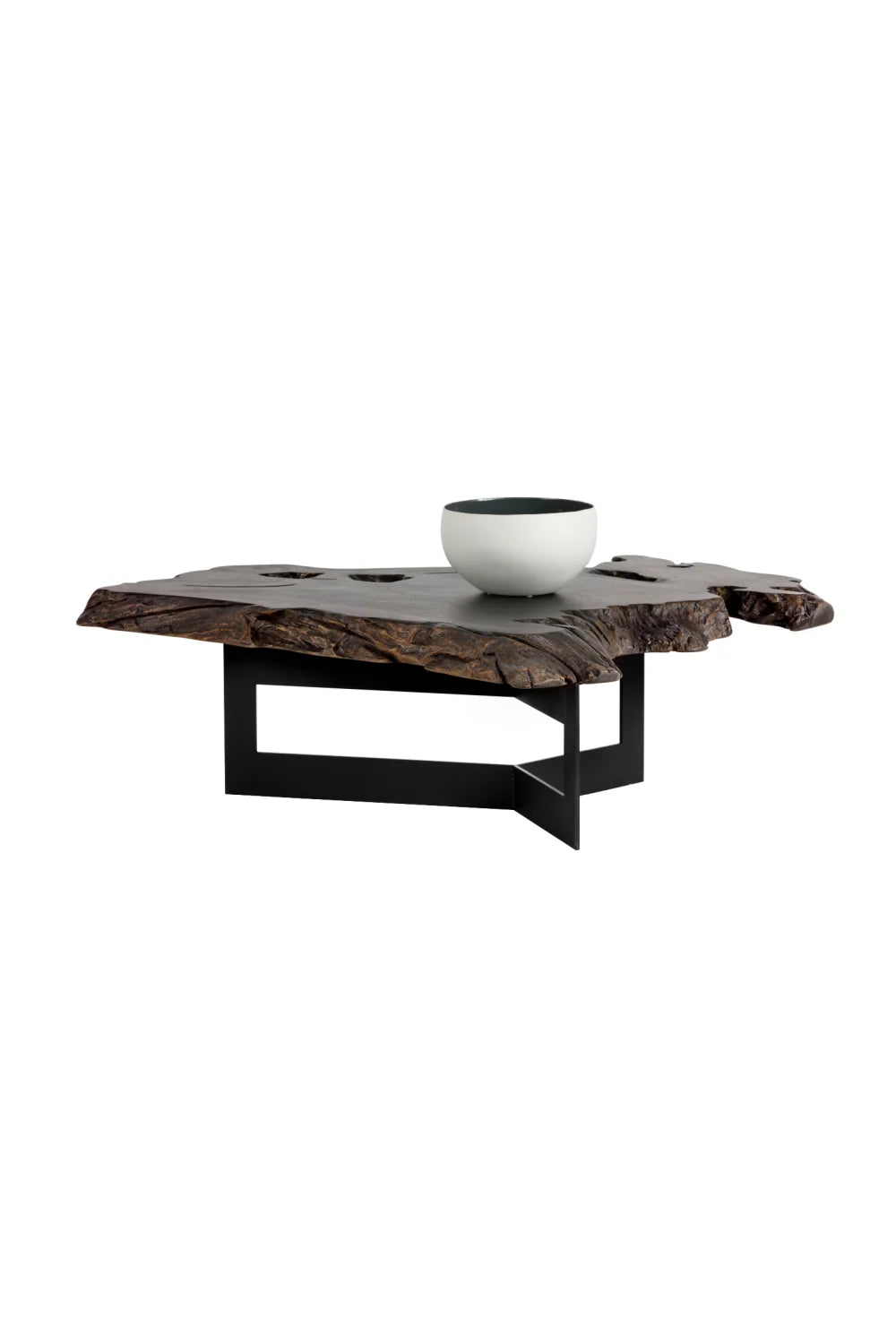 Luxury Freeform Black Teak Coffee Table Modern Italian Style for Villa