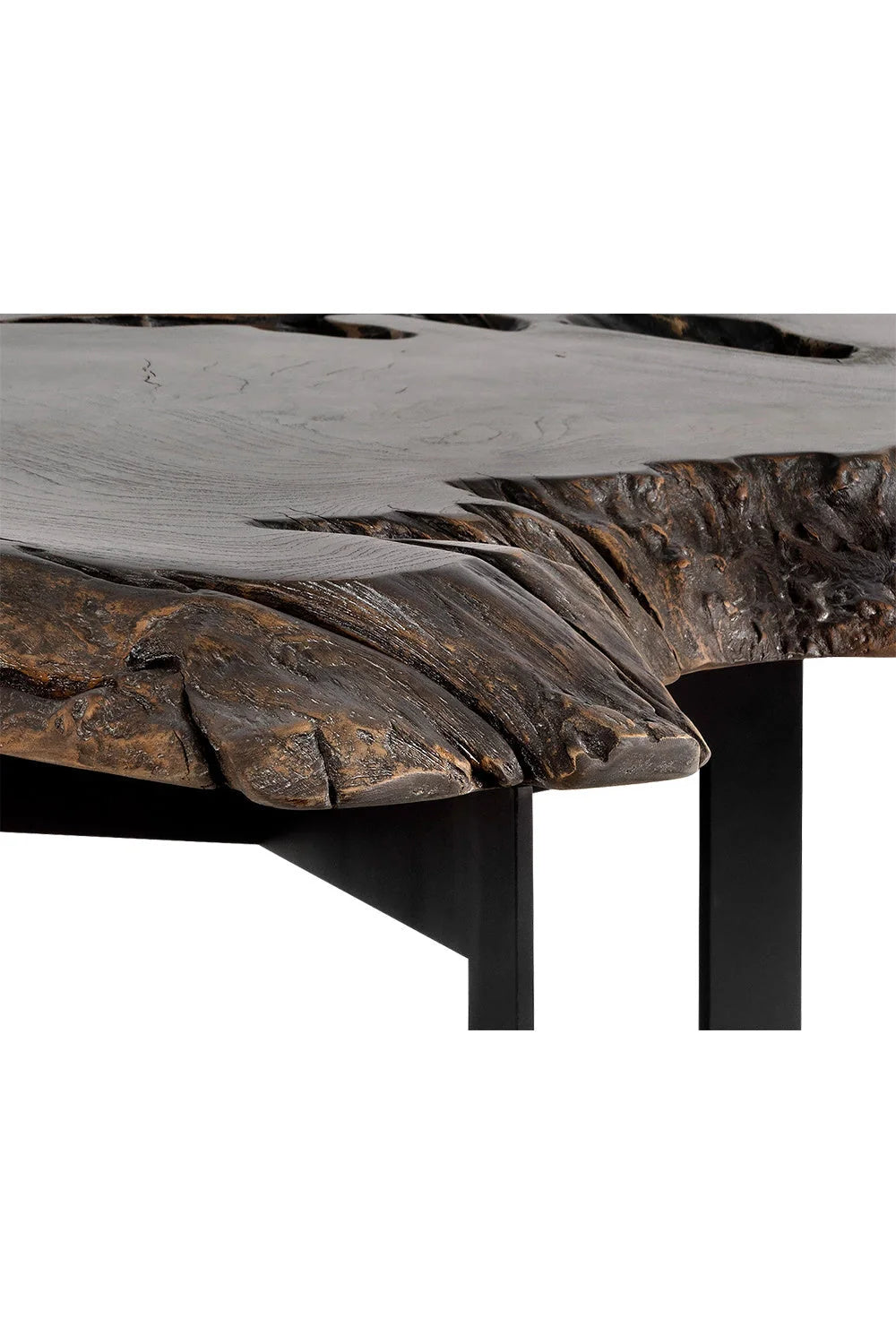 Luxury Freeform Black Teak Coffee Table Modern Italian Style for Villa