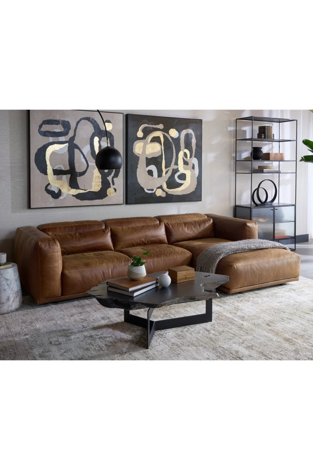 Luxury Freeform Black Teak Coffee Table Modern Italian Style for Villa