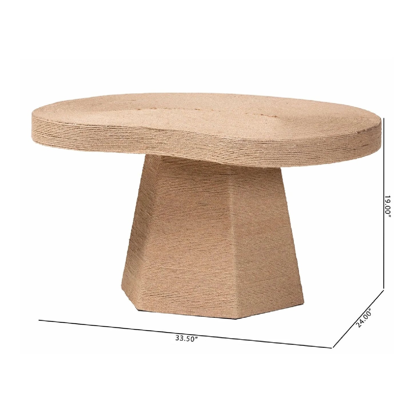Luxury Freeform Brown Jute Coffee Table Modern Italian Style for Villa