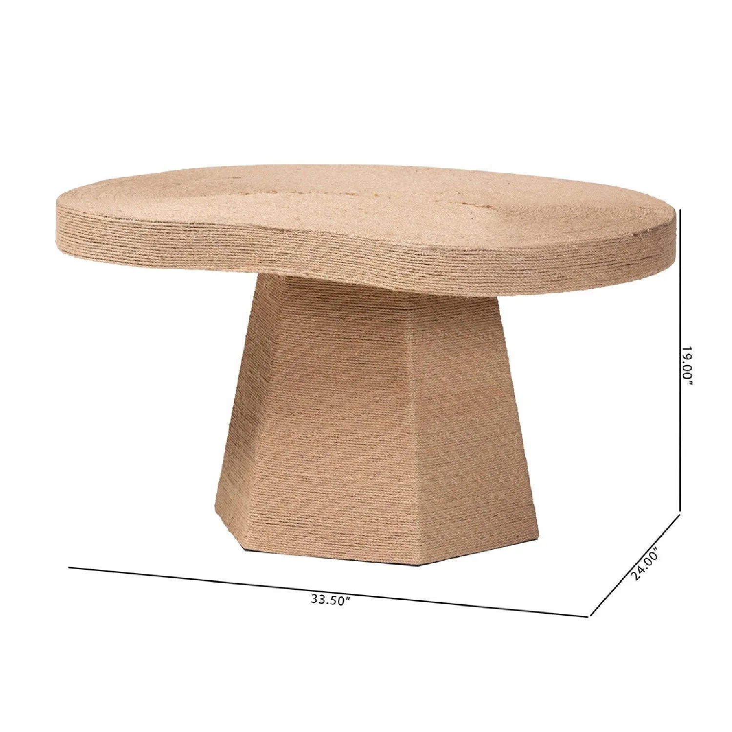 Luxury Freeform Brown Jute Coffee Table Modern Italian Style for Villa