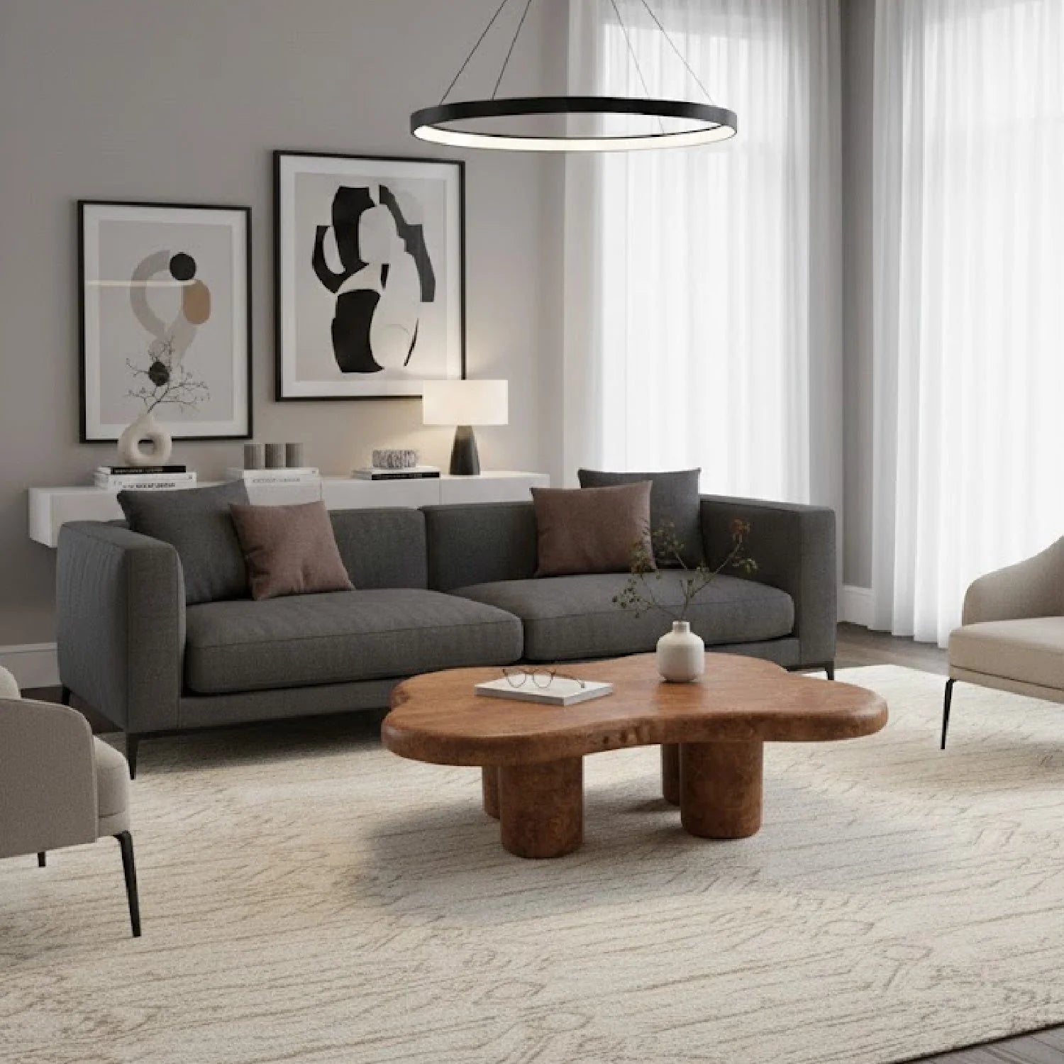 Luxury Freeform Burl Coffee Table Modern Italian Style for Villa