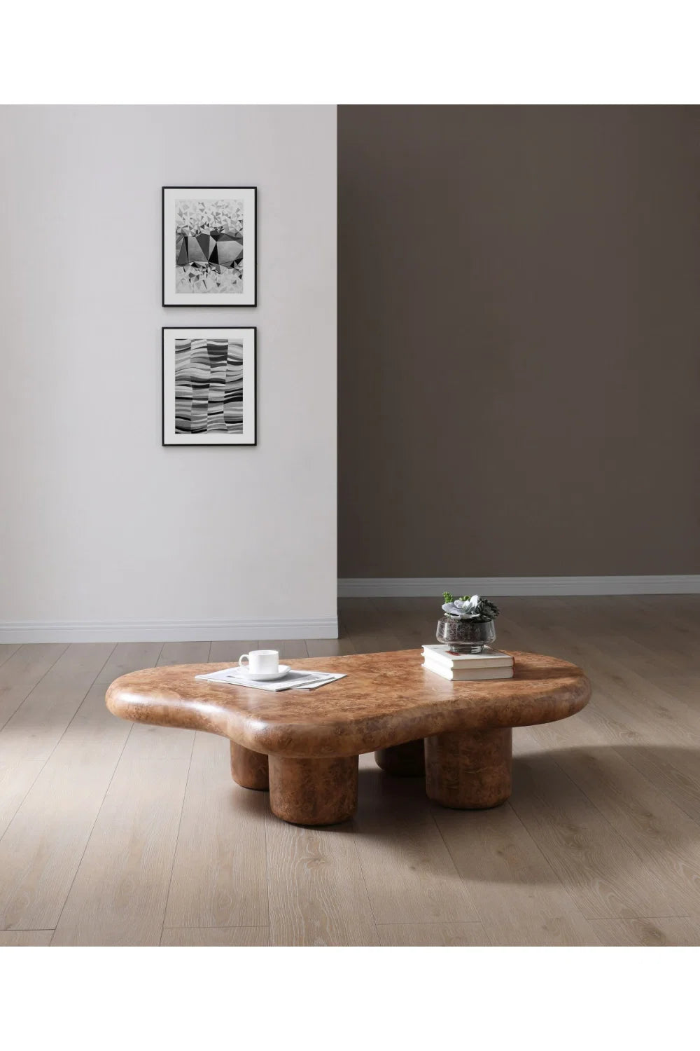 Luxury Freeform Burl Coffee Table Modern Italian Style for Villa