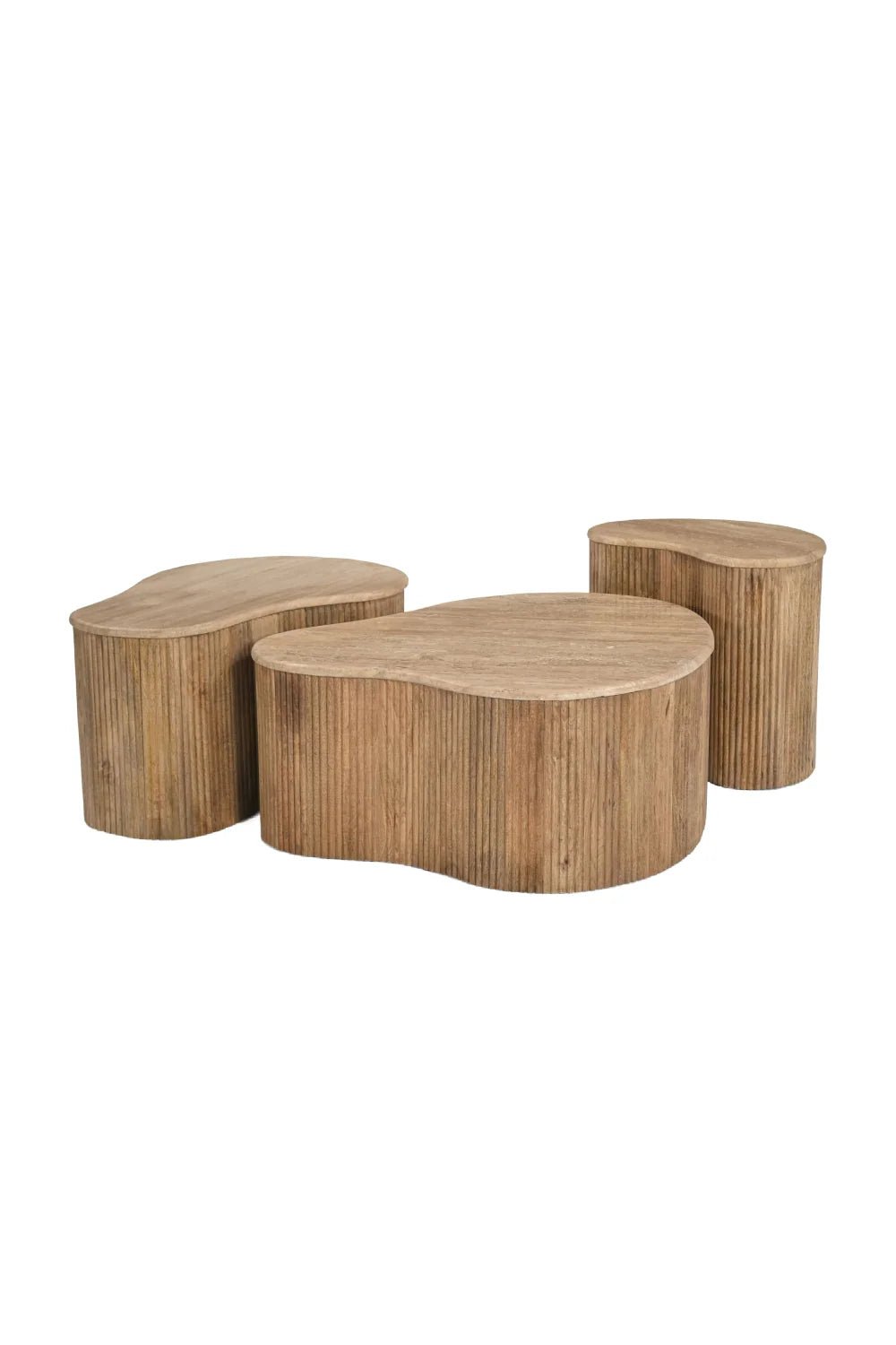 Luxury Freeform Travertine Coffee Table Set Modern Italian Style for Villa