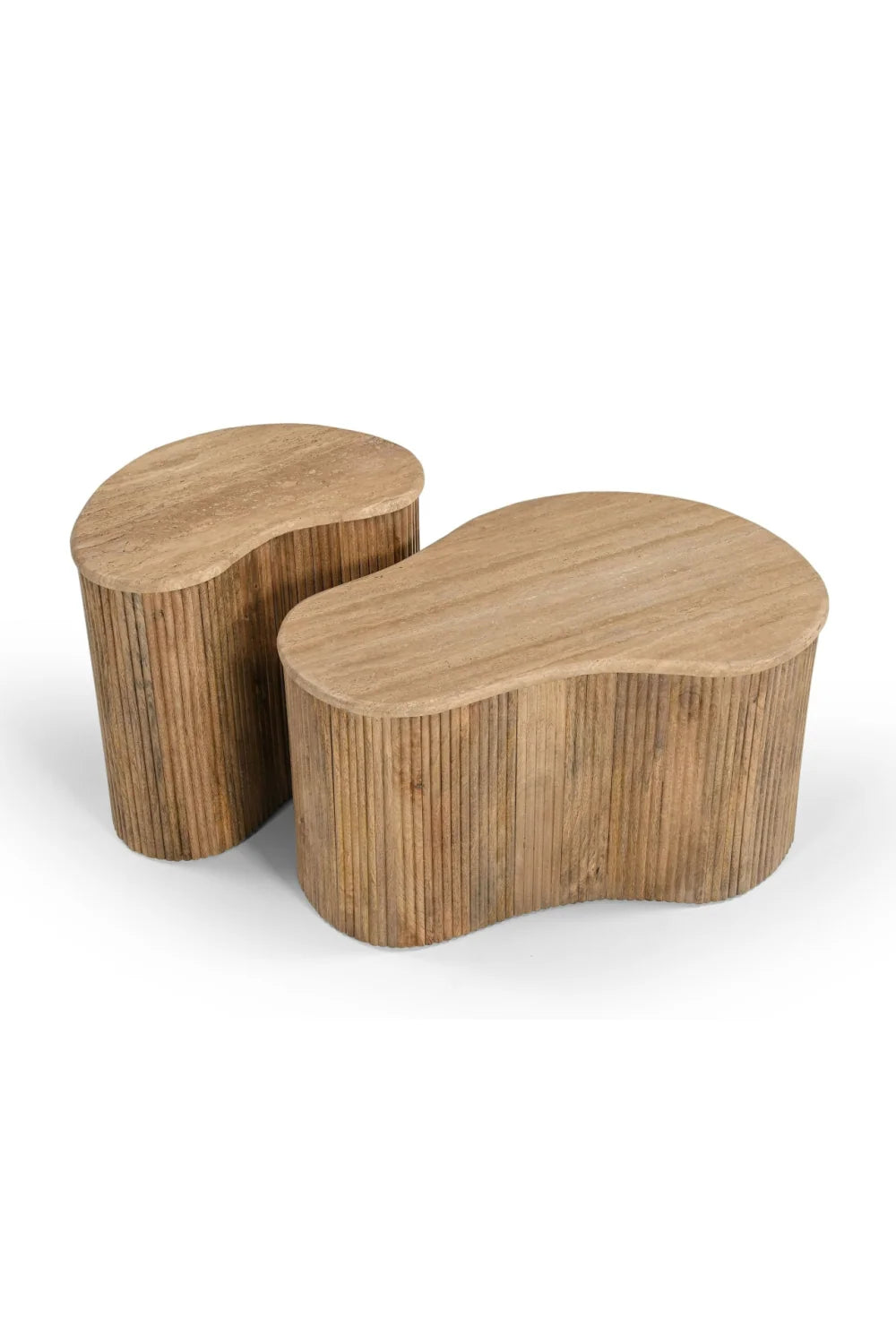 Luxury Freeform Travertine Coffee Table Set Modern Italian Style for Villa