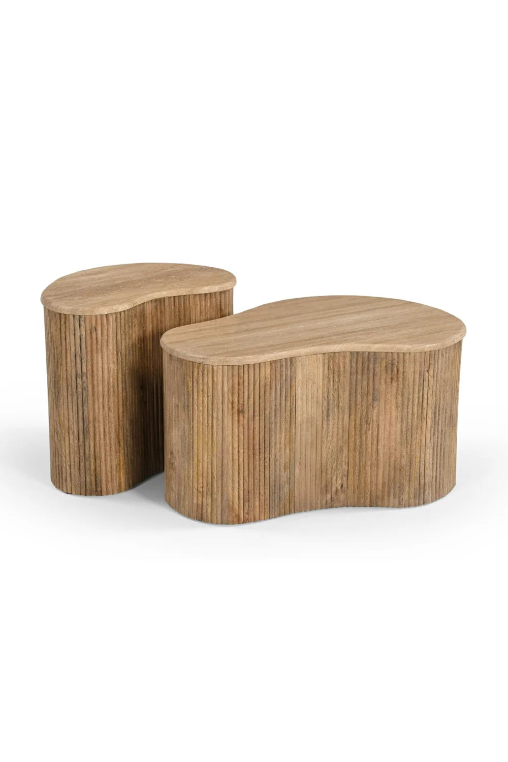 Luxury Freeform Travertine Coffee Table Set Modern Italian Style for Villa