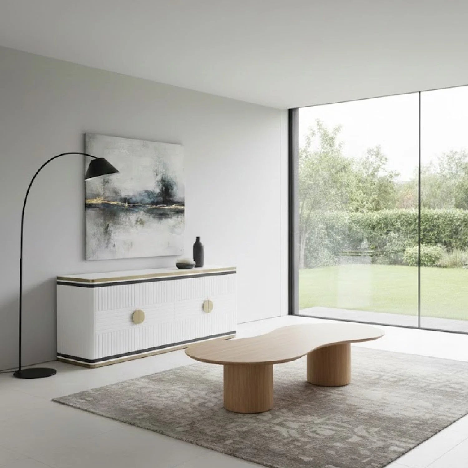 Luxury Freeform Travertine Marble Coffee Table Modern Italian Style for Villa