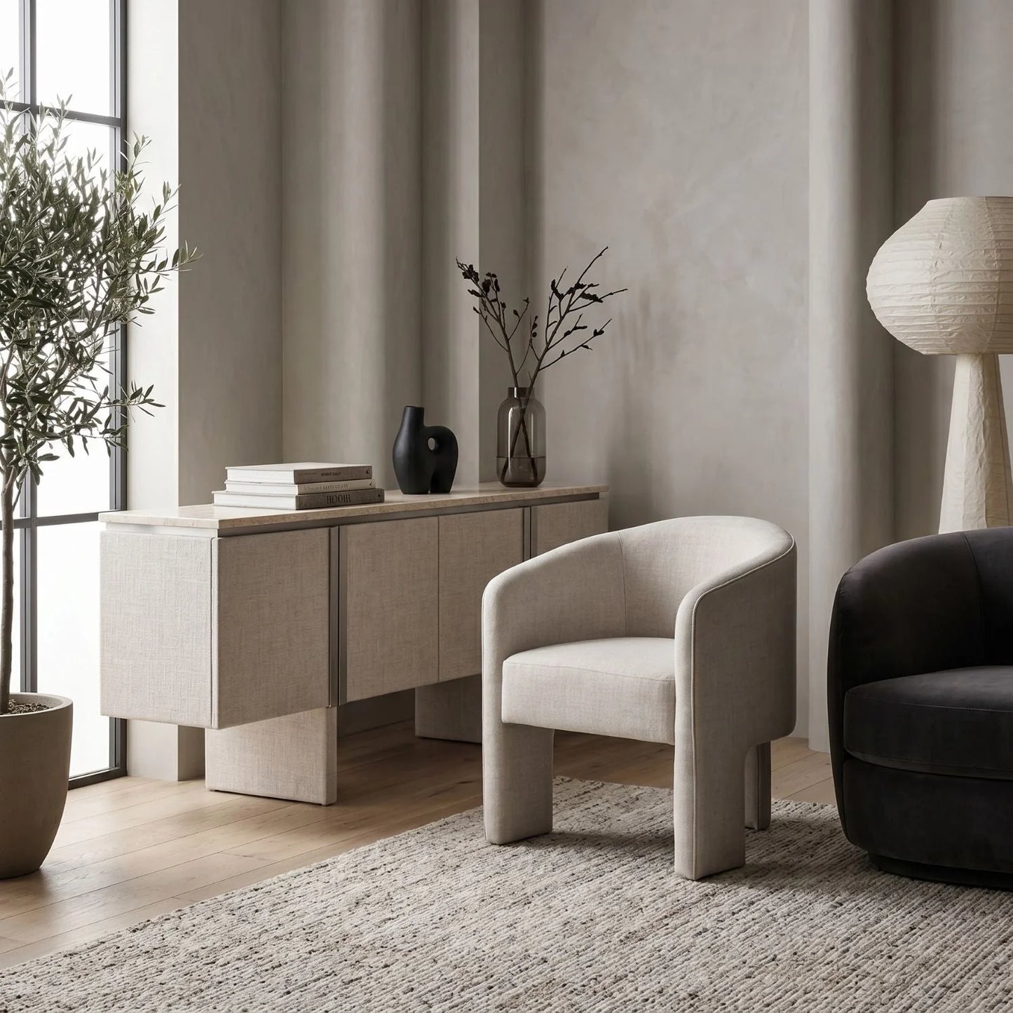 Luxury French Linen Accent Chair Modern Italian Style for Villa