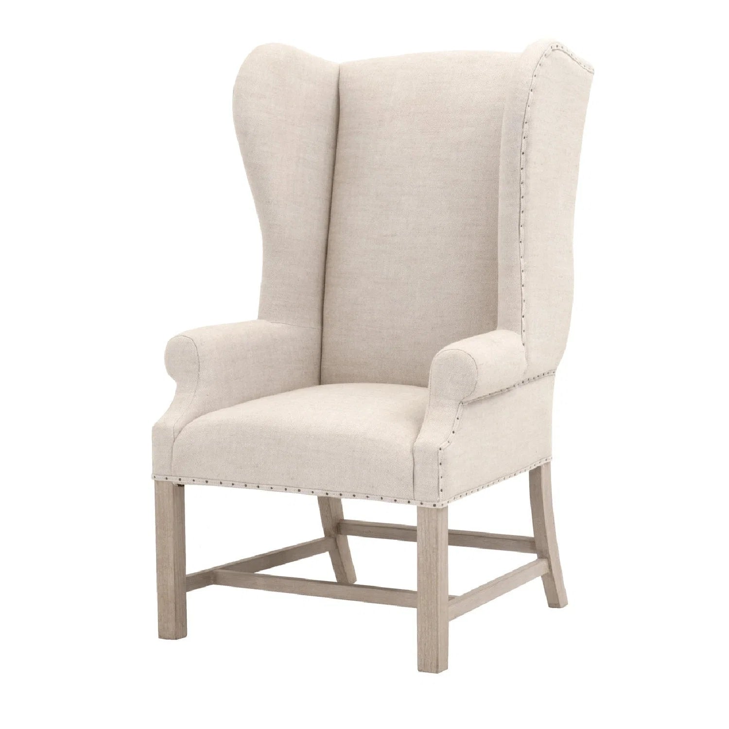 Luxury French Linen Wingback Armchair Modern Italian Style for Villa