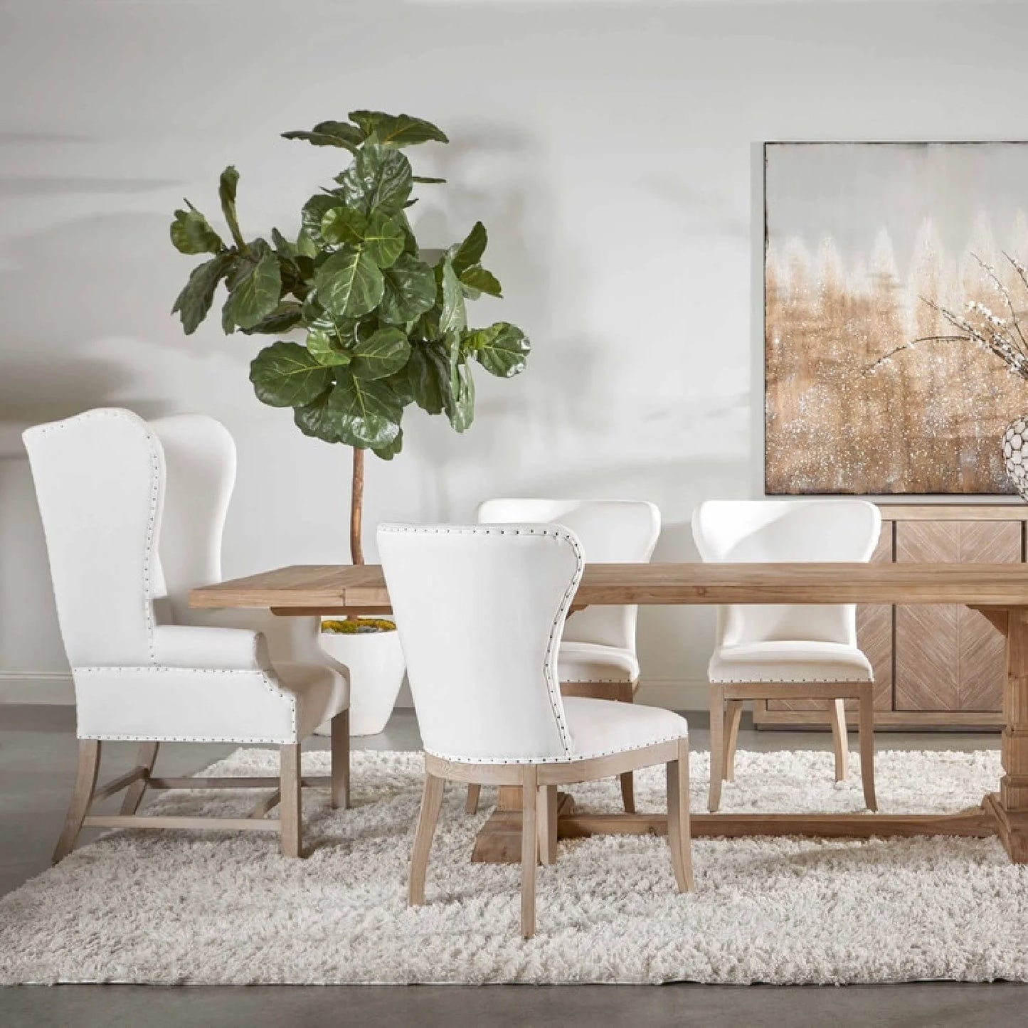 Luxury French Linen Wingback Armchair Modern Italian Style for Villa