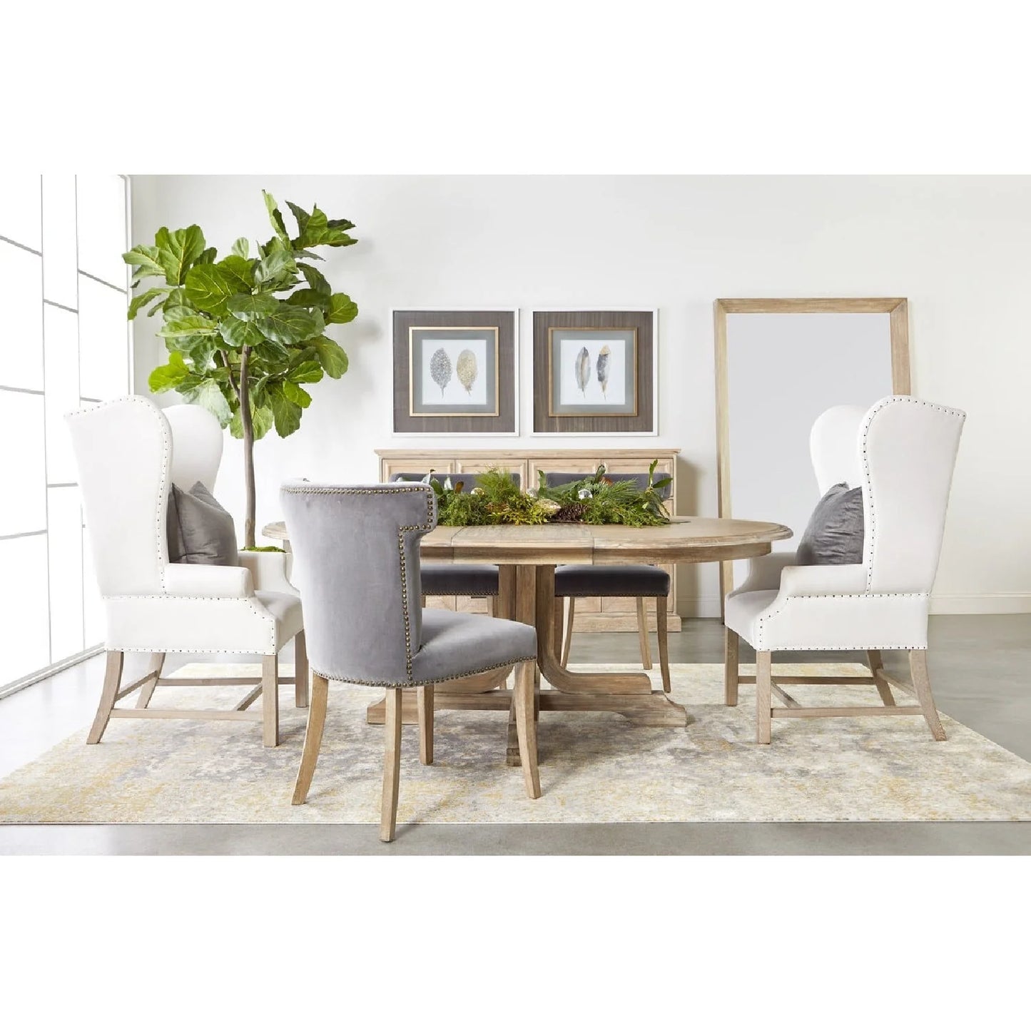 Luxury French Linen Wingback Armchair Modern Italian Style for Villa