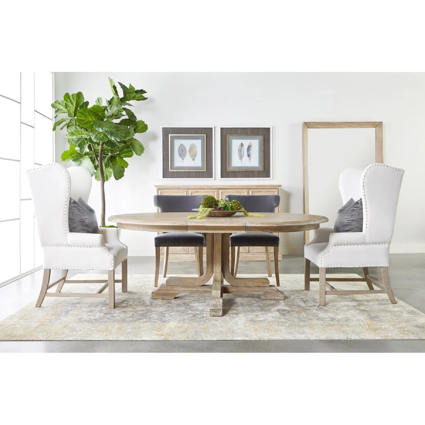 Luxury French Linen Wingback Armchair Modern Italian Style for Villa