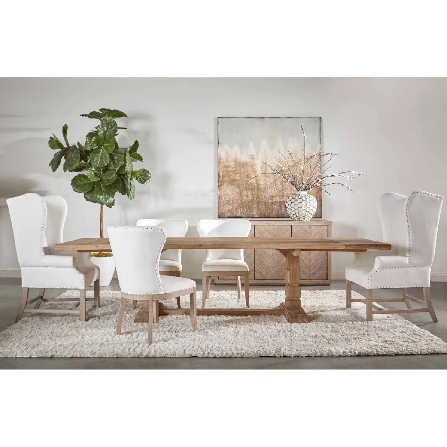 Luxury French Linen Wingback Armchair Modern Italian Style for Villa