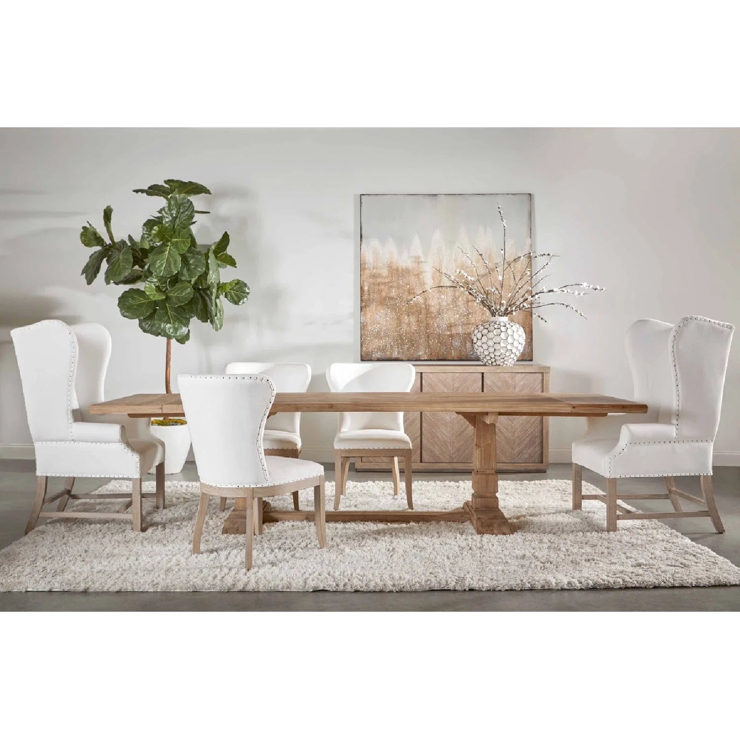 Luxury French Linen Wingback Armchair Modern Italian Style for Villa