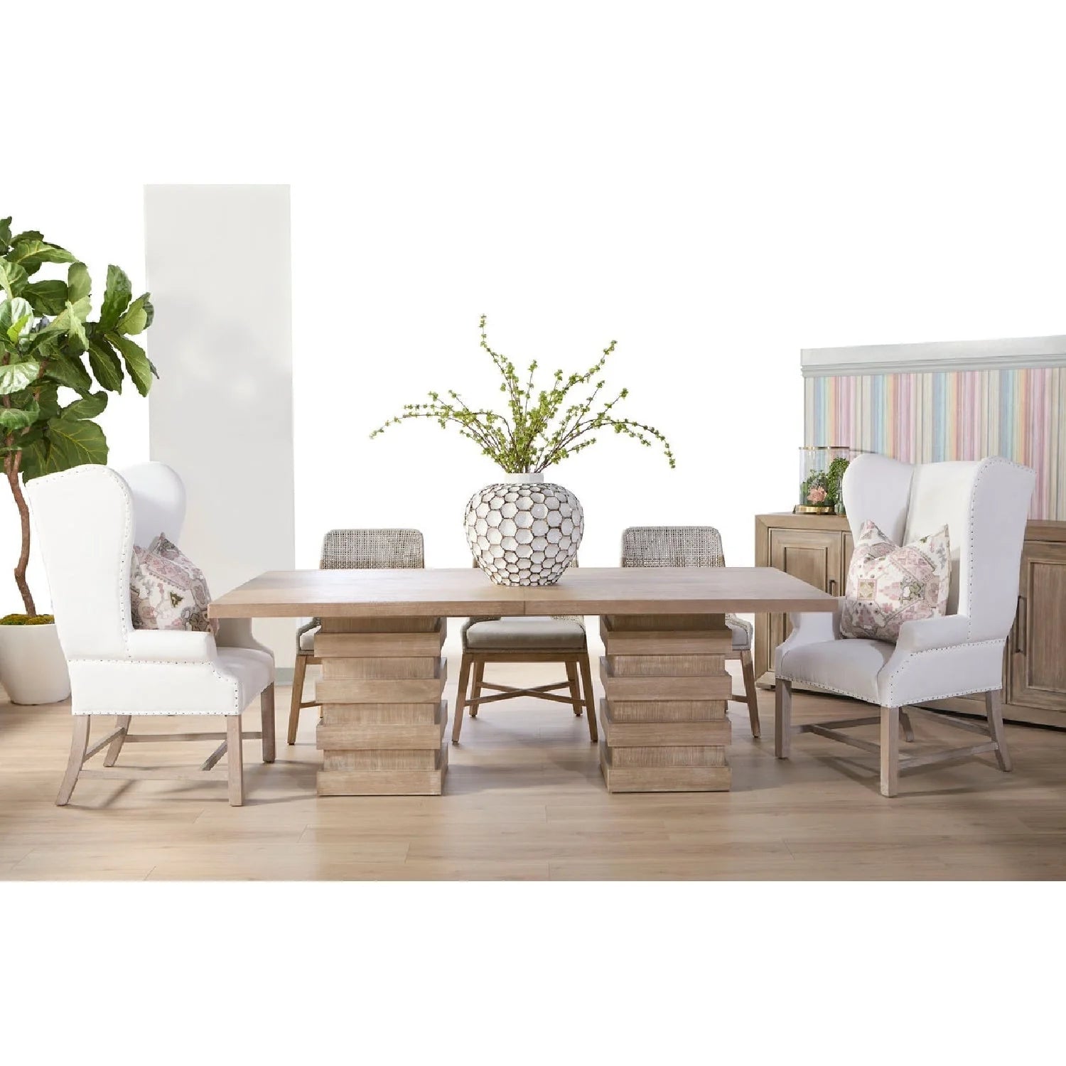 Luxury French Linen Wingback Armchair Modern Italian Style for Villa