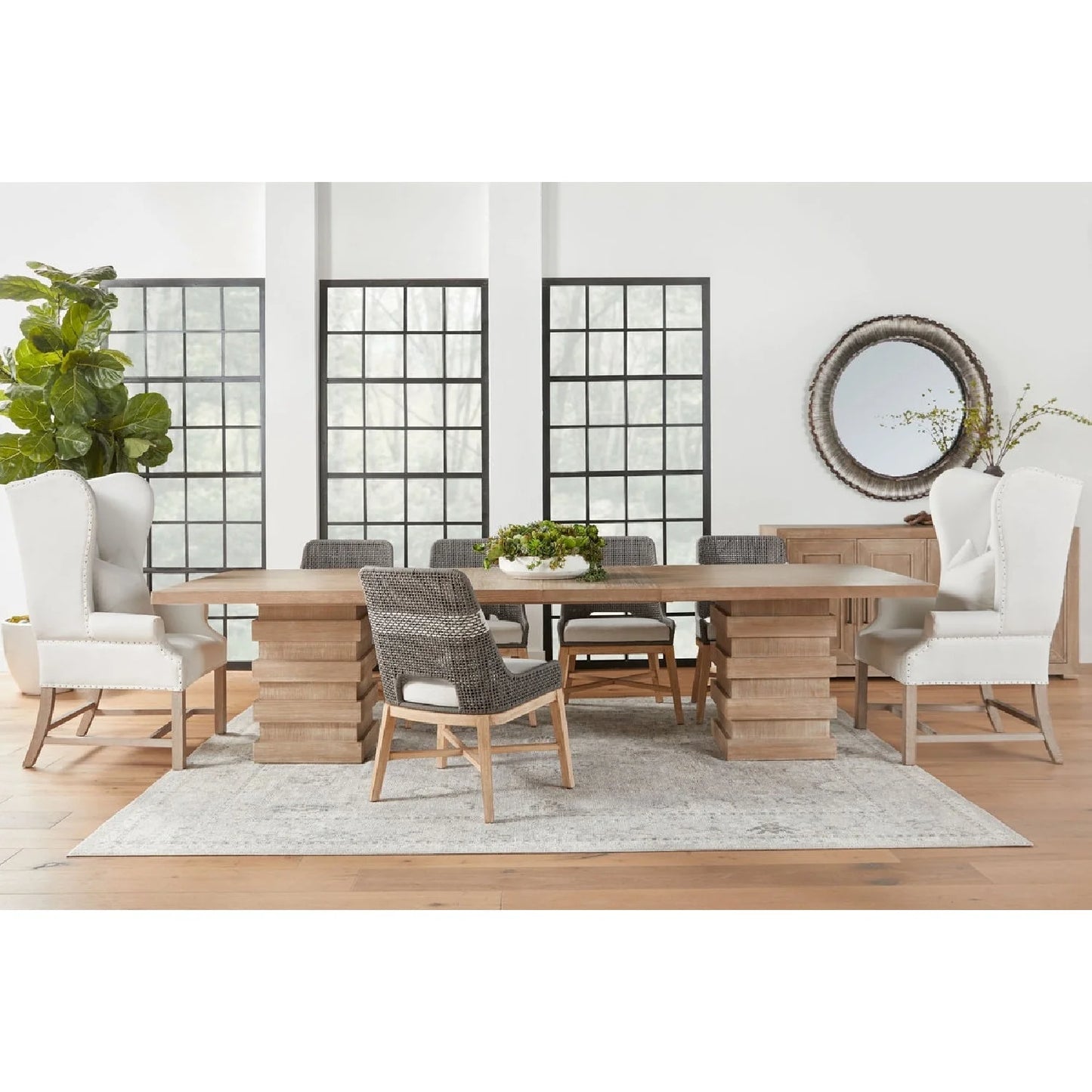 Luxury French Linen Wingback Armchair Modern Italian Style for Villa