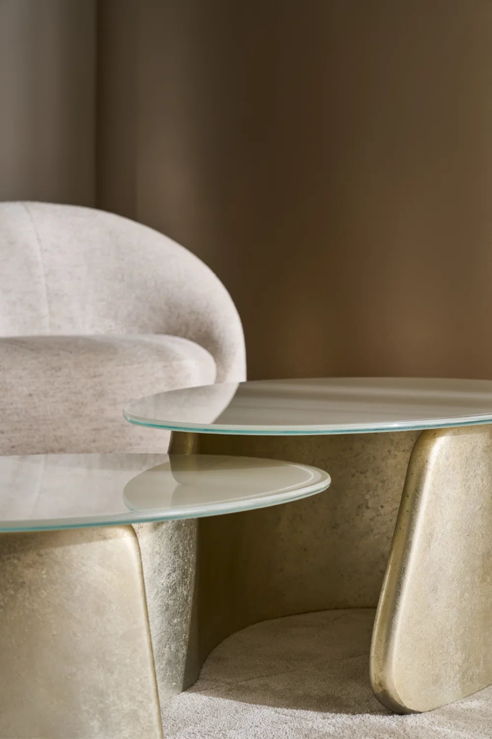 Luxury Frosted Glass Cocktail Table Modern Italian Style for Villa