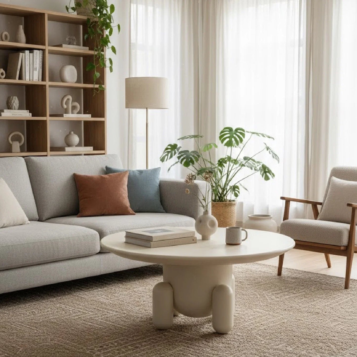 Luxury Gabby White Gloss Round Coffee Table Modern Italian Style for Villa