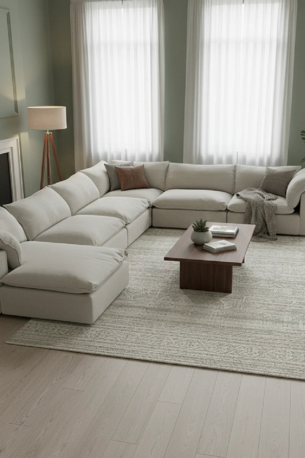 Luxury Garman Gray Fabric Modular Sectional Sofa Modern Italian Style for Villa
