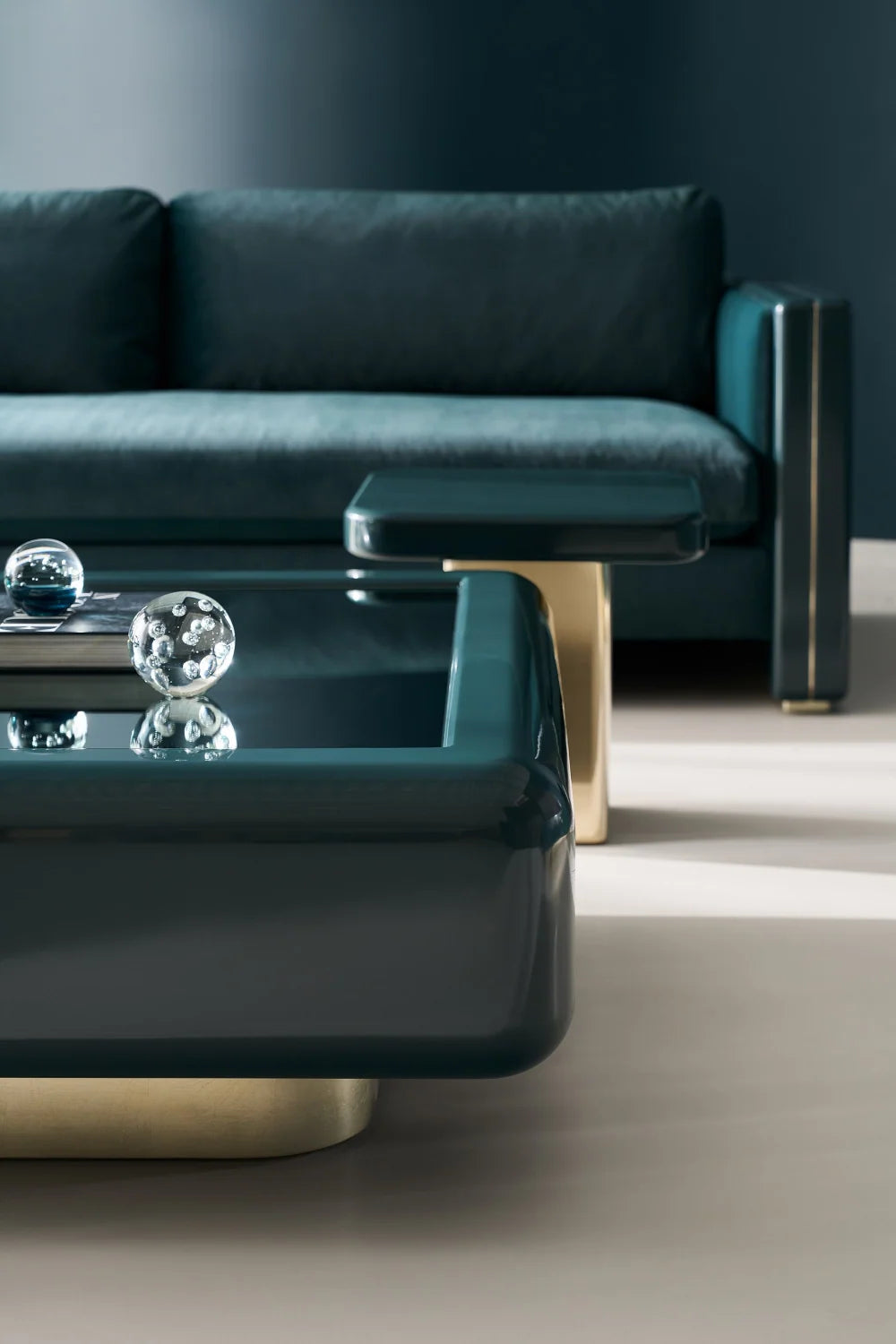 Luxury Gelee Square Green Glass Coffee Table Modern Italian Style for Villa