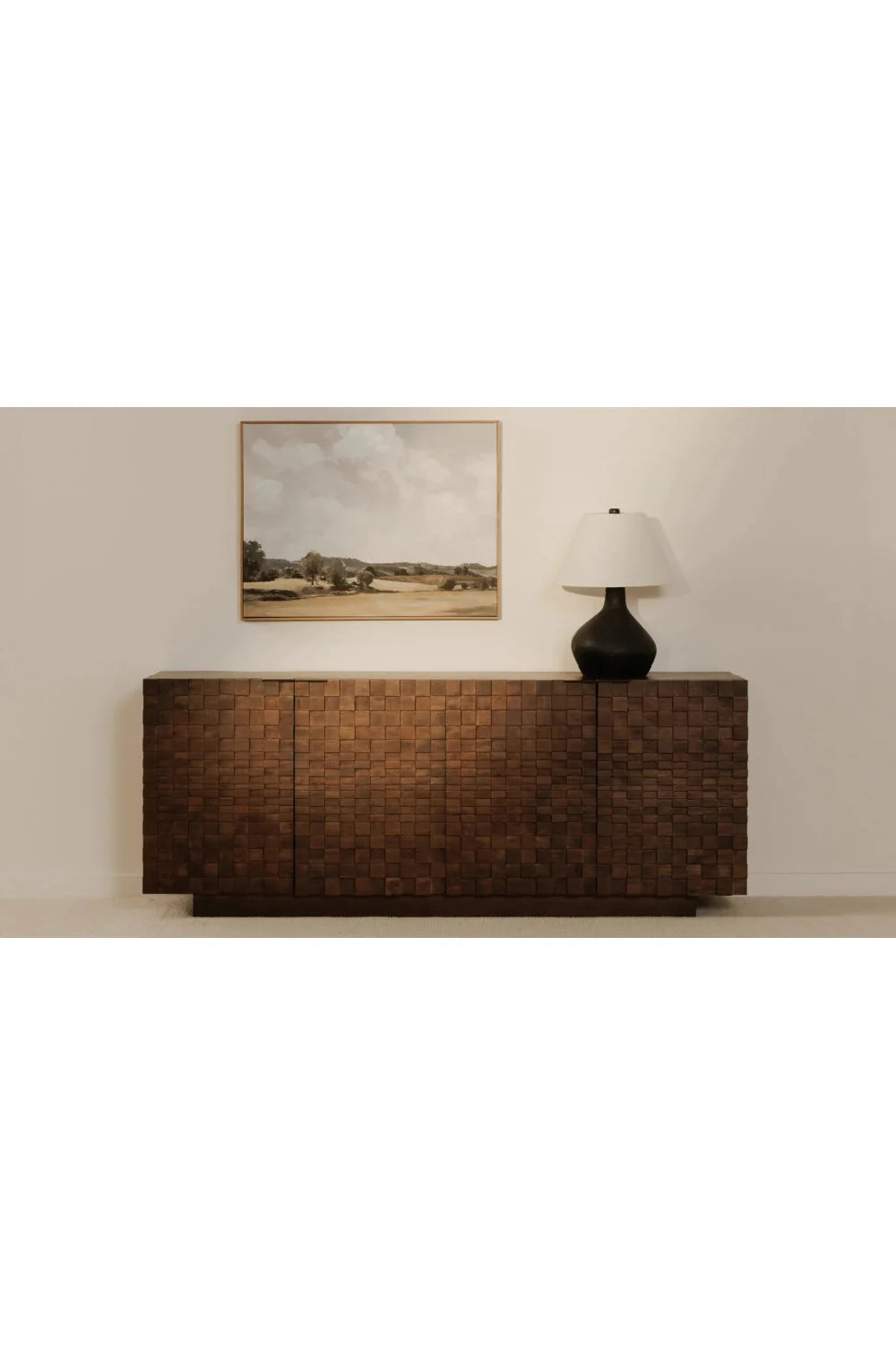 Luxury Geometric Acacia 4-Door Sideboard European Style for Villa