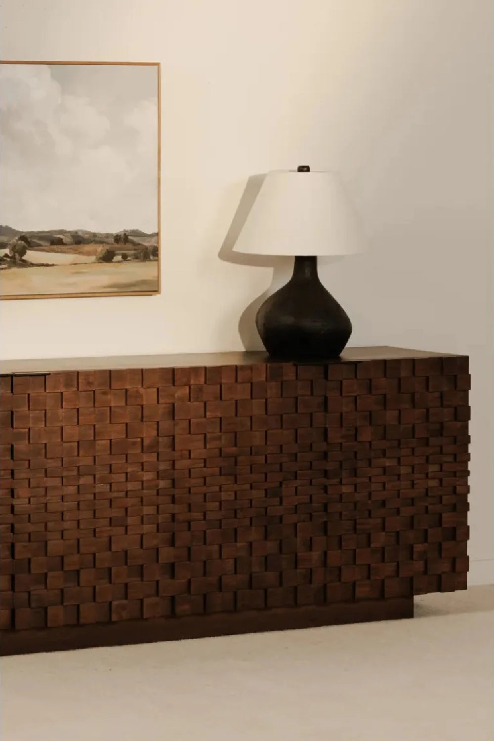Luxury Geometric Acacia 4-Door Sideboard European Style for Villa