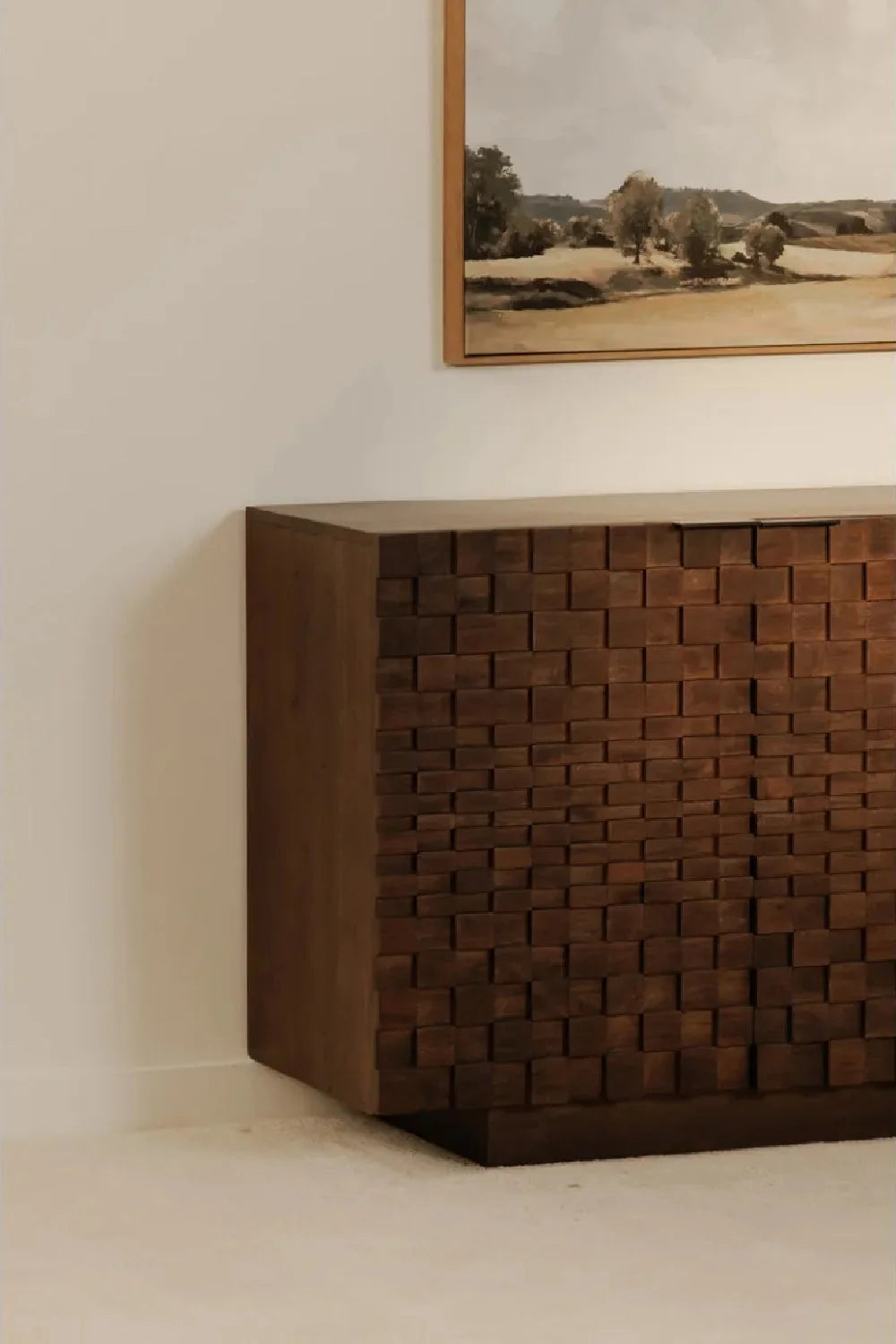 Luxury Geometric Acacia 4-Door Sideboard European Style for Villa