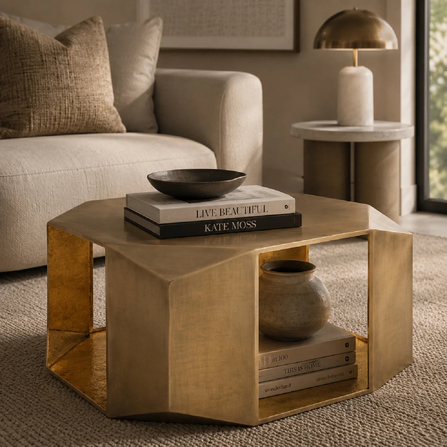 Luxury Geometric Aluminum Coffee Table Modern Italian Style for Villa