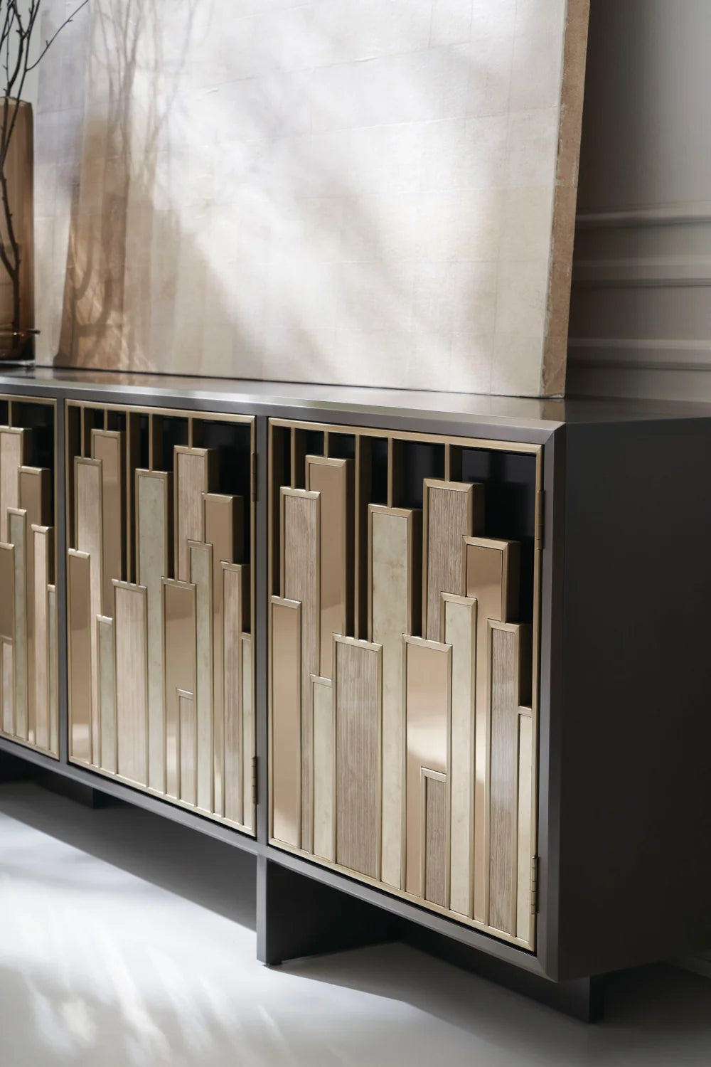 Luxury Geometric Metal TV Stand Modern Italian Style for Villa