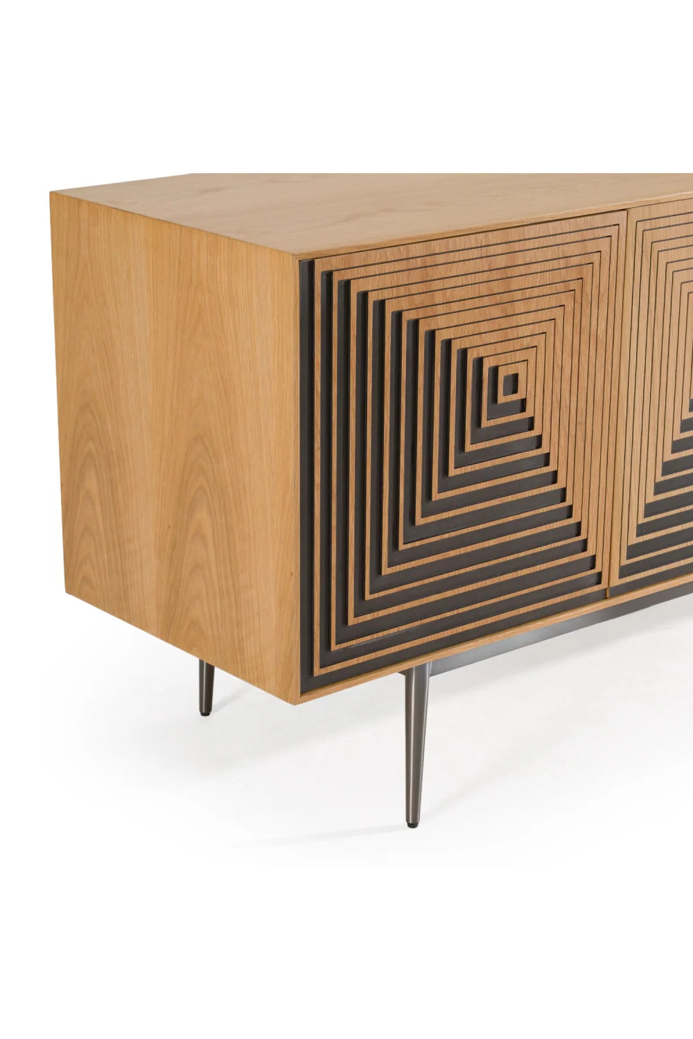 Luxury Geometric Patterned Oak Sideboard European Style for Villa