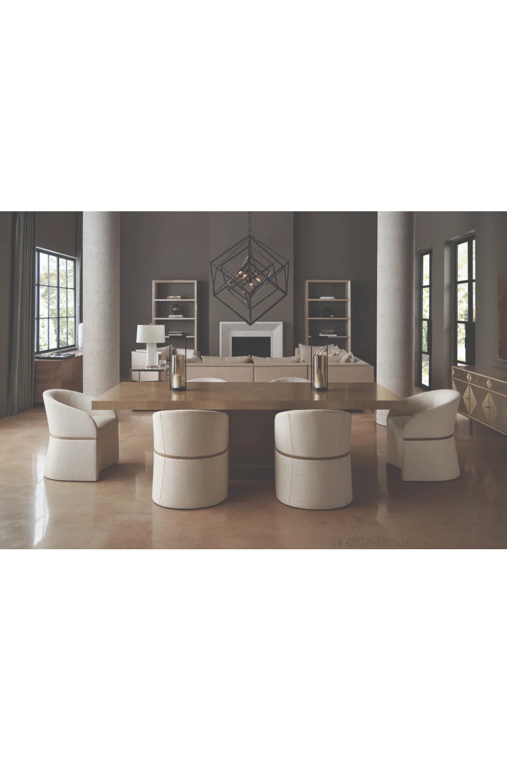 Luxury Geometrical Patterned Wooden Sideboard European Style for Villa
