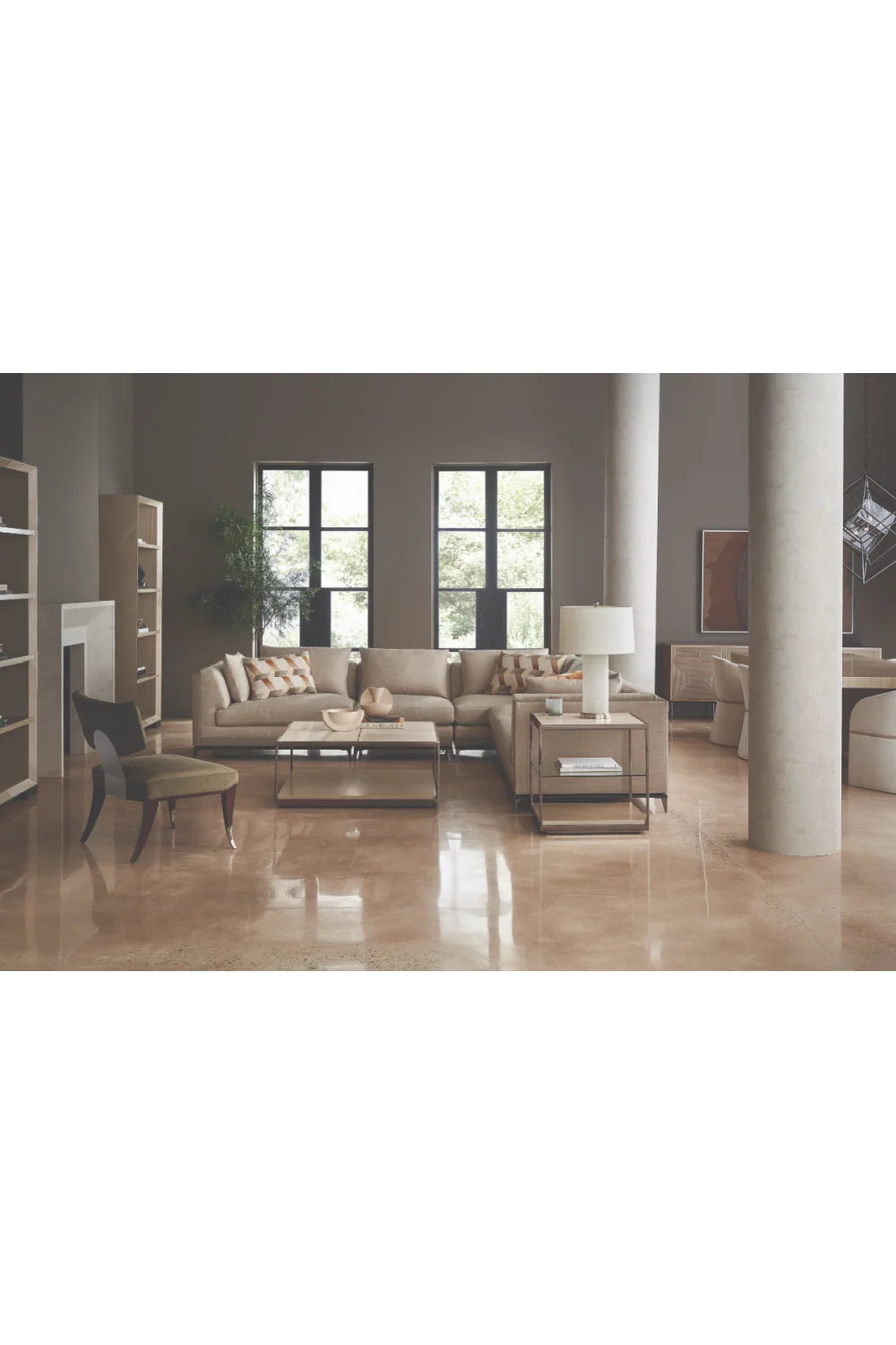 Luxury Geometrical Patterned Wooden Sideboard European Style for Villa