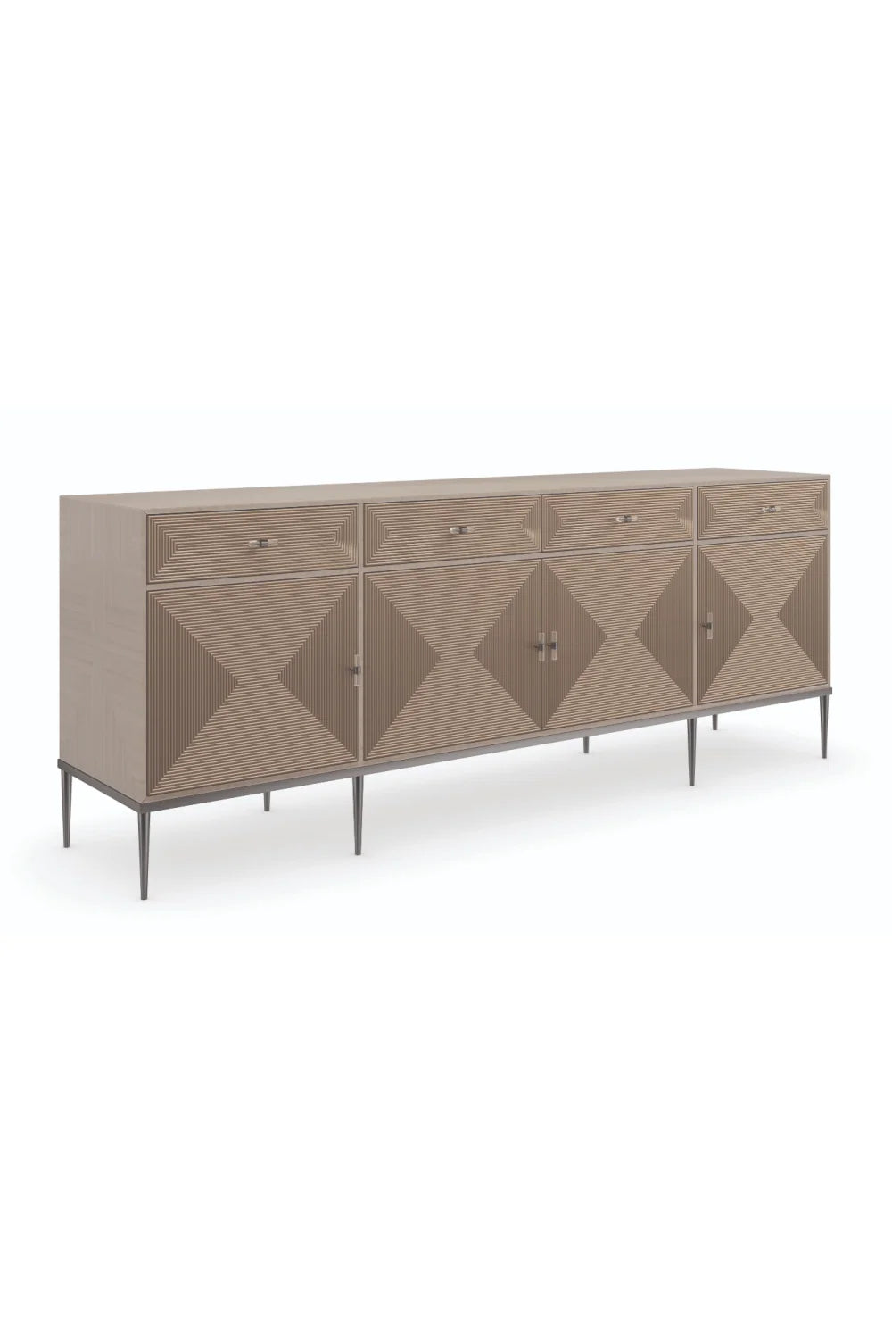 Luxury Geometrical Patterned Wooden Sideboard European Style for Villa