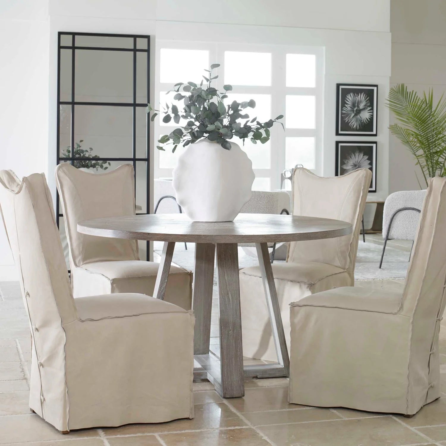 Luxury Gidran Gray Oak Round Dining Table Modern Italian Style for Villa