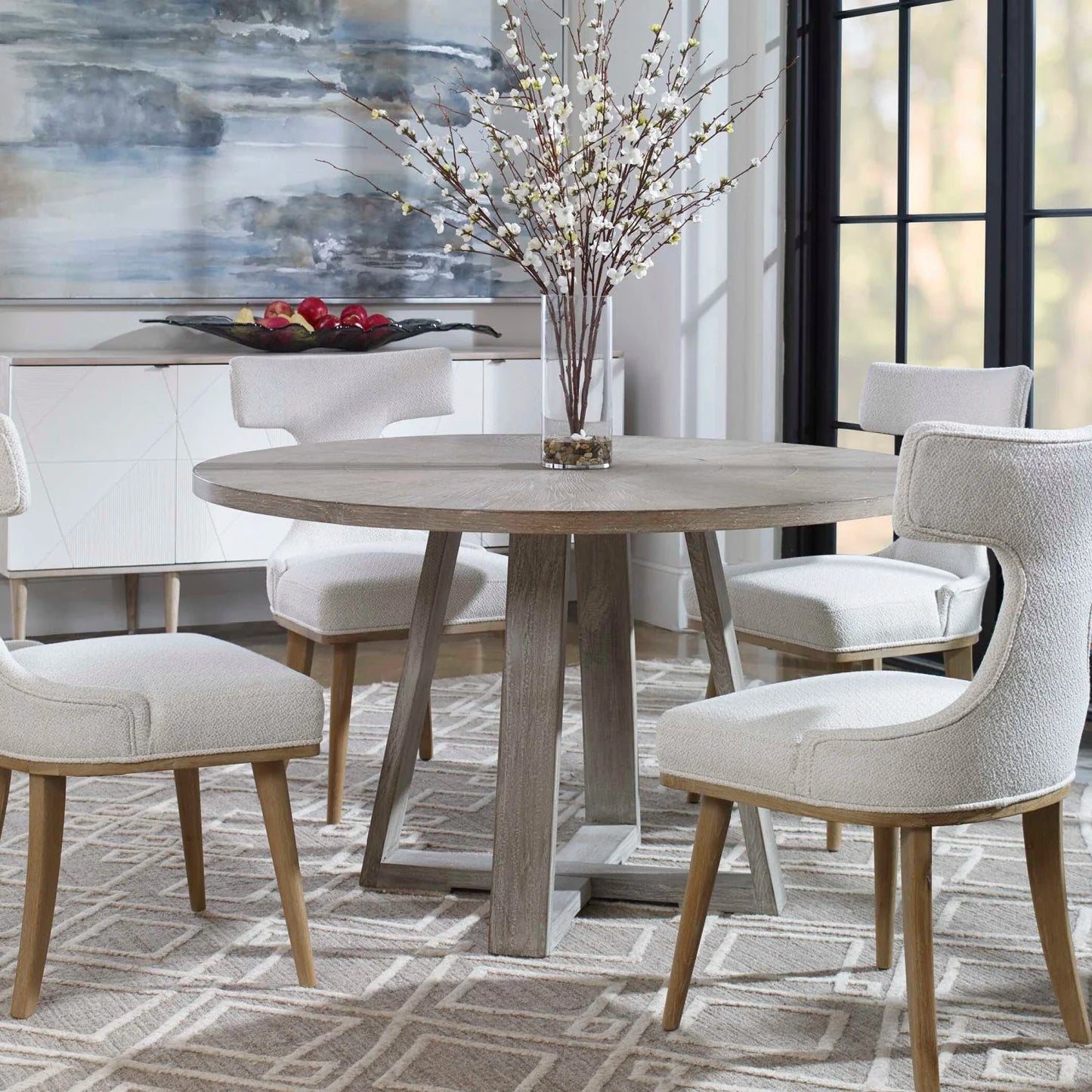 Luxury Gidran Gray Oak Round Dining Table Modern Italian Style for Villa