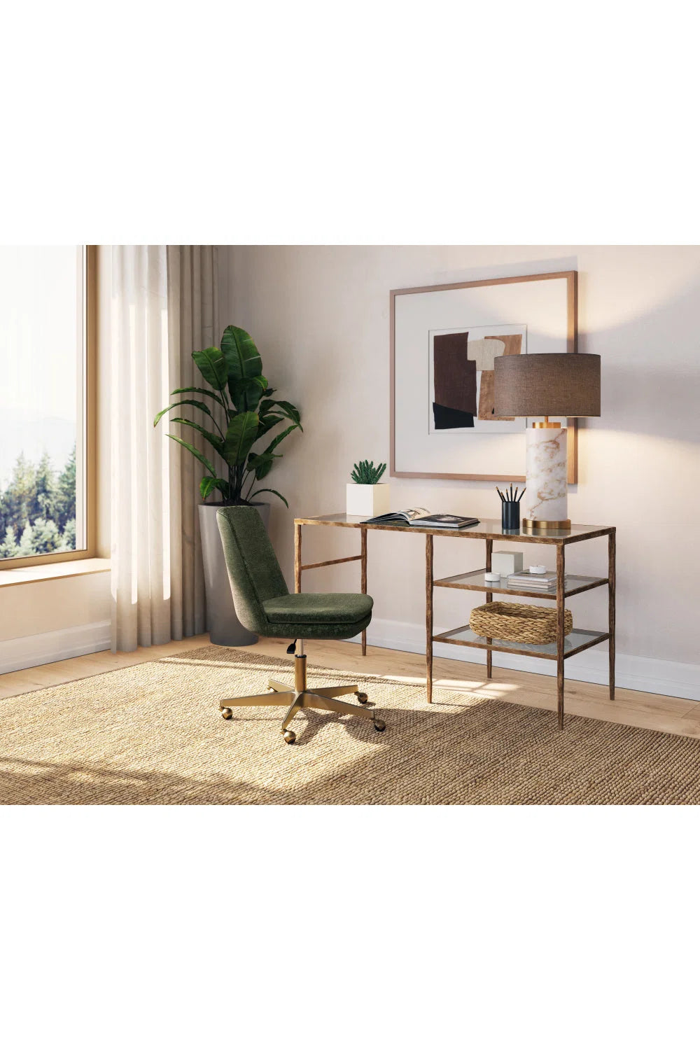 Luxury Glass 2-Shelf Modern Desk European Style for Villa