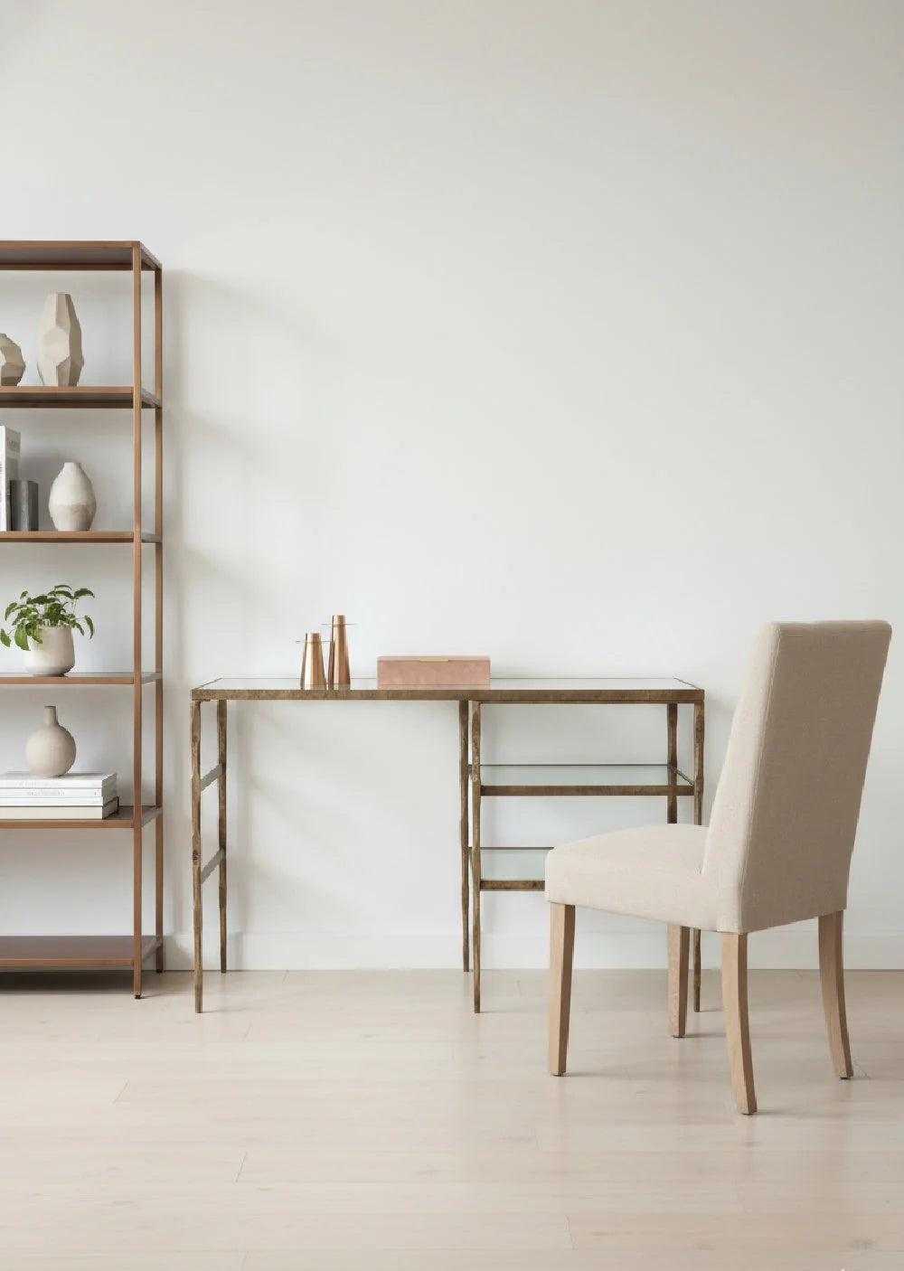 Luxury Glass 2-Shelf Modern Desk European Style for Villa