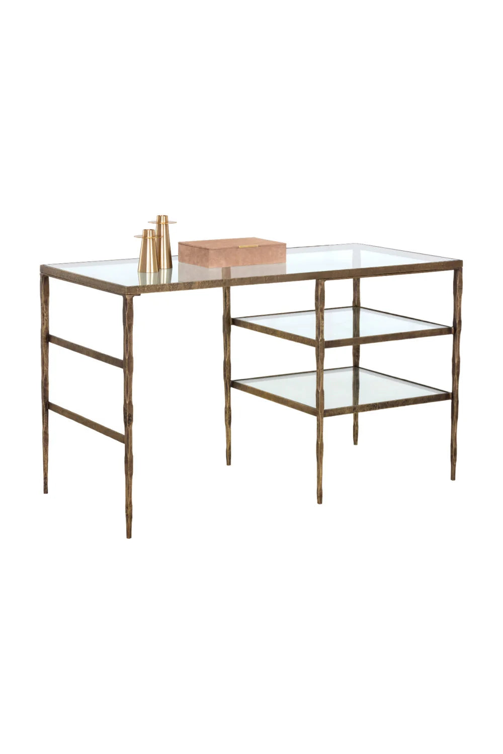 Luxury Glass 2-Shelf Modern Desk European Style for Villa