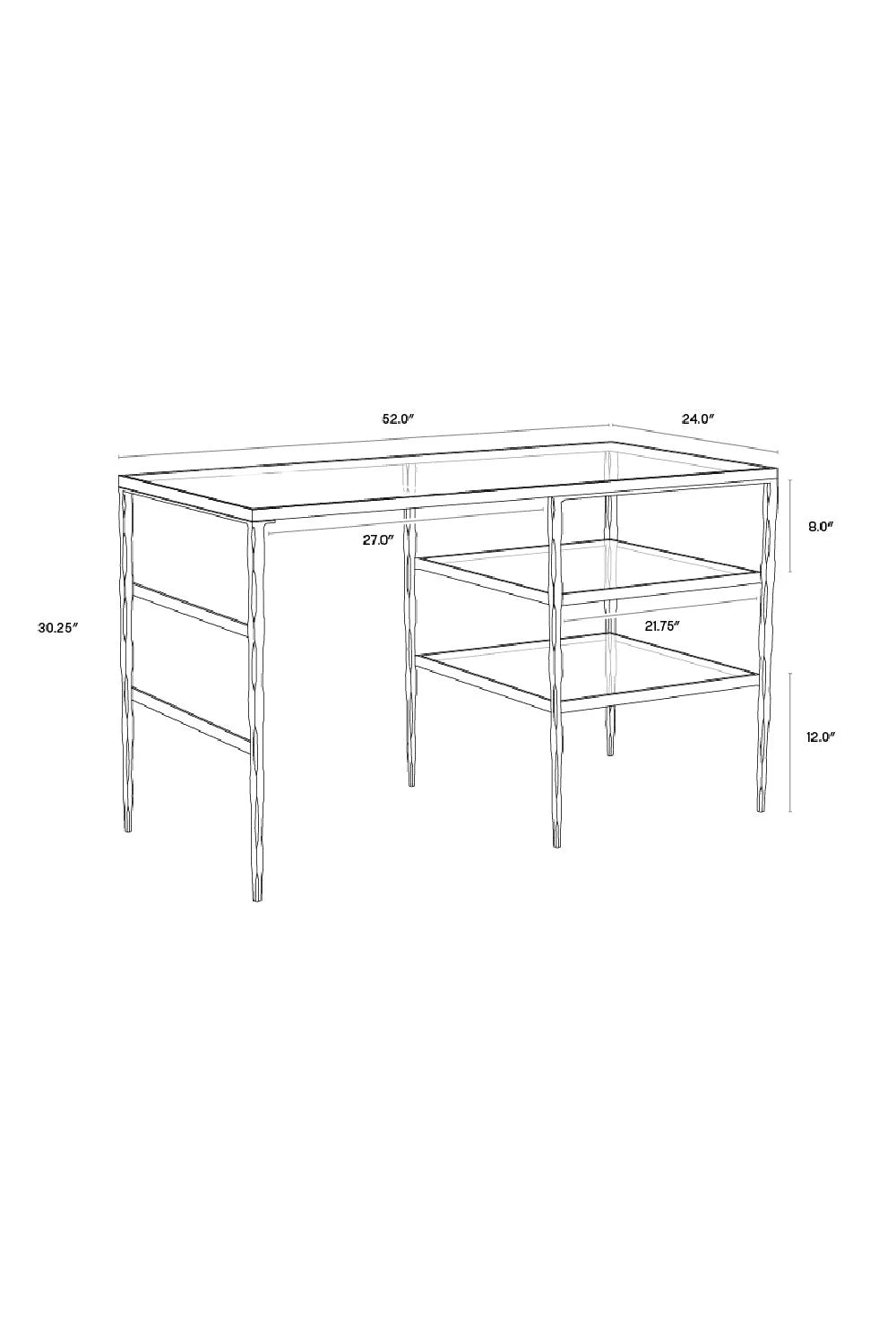 Luxury Glass 2-Shelf Modern Desk European Style for Villa