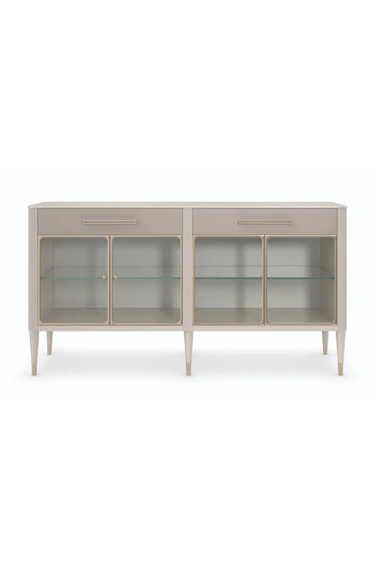 Luxury Glass Door 4-Door Sideboard European Style for Villa