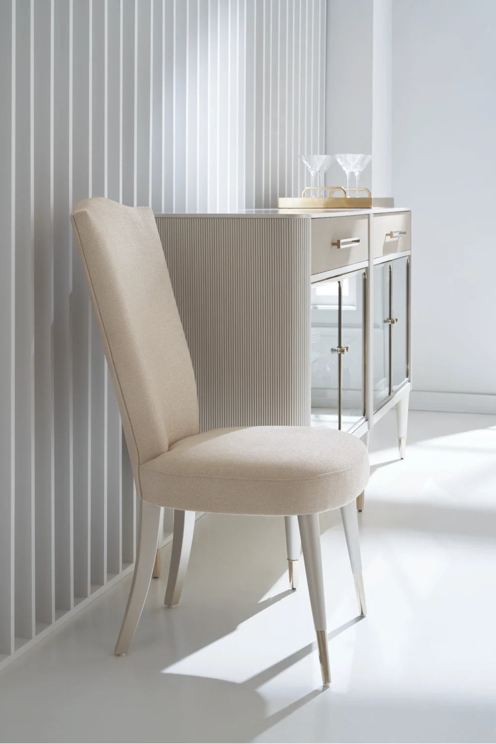 Luxury Glass Door 4-Door Sideboard European Style for Villa