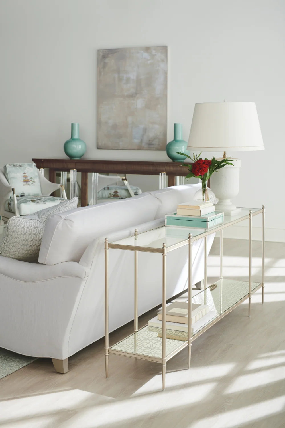 Luxury Glass Modern Console Table Modern Italian Style for Villa