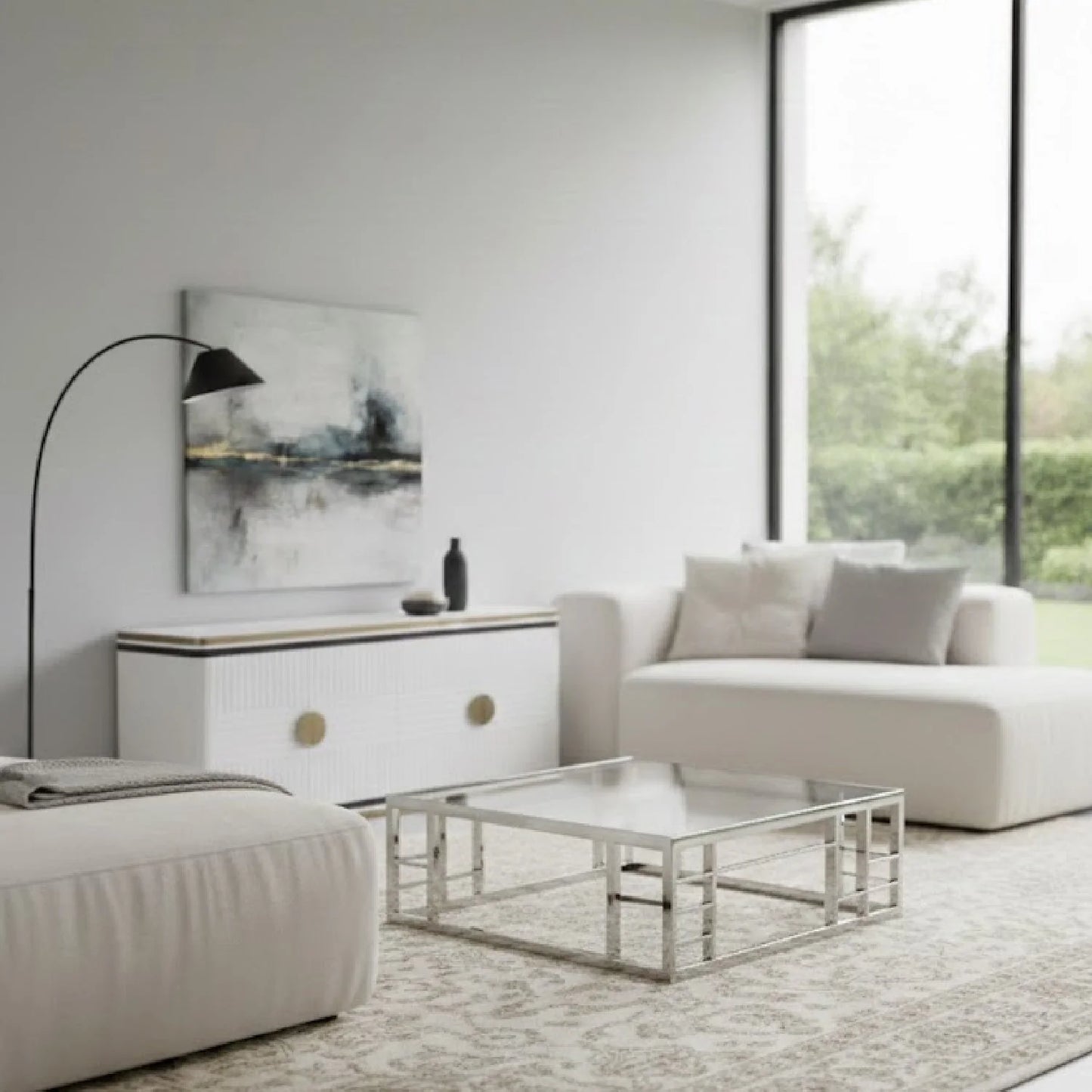 Luxury Glass Square Coffee Table Modern Italian Style for Villa