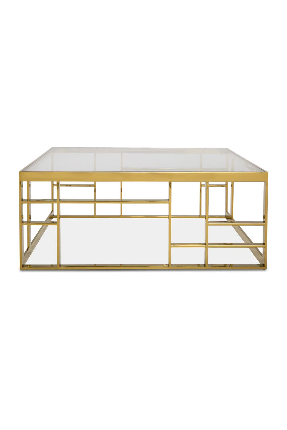 Luxury Glass Square Coffee Table Modern Italian Style for Villa