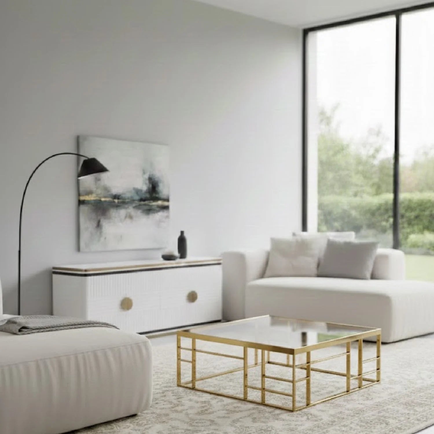 Luxury Glass Square Coffee Table Modern Italian Style for Villa