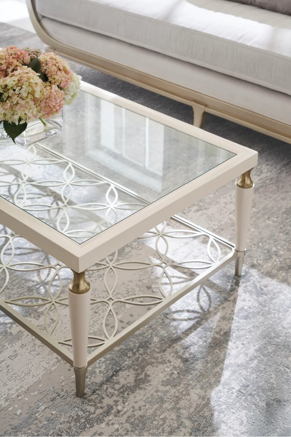 Luxury Glass Top Cocktail Table Modern Italian Style for Villa