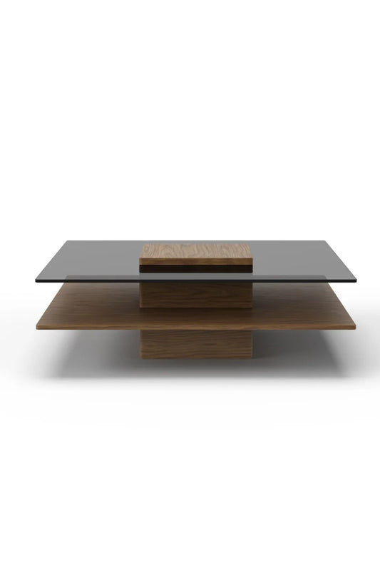 Luxury Glass Wood Coffee Table Modern Italian Style for Villa