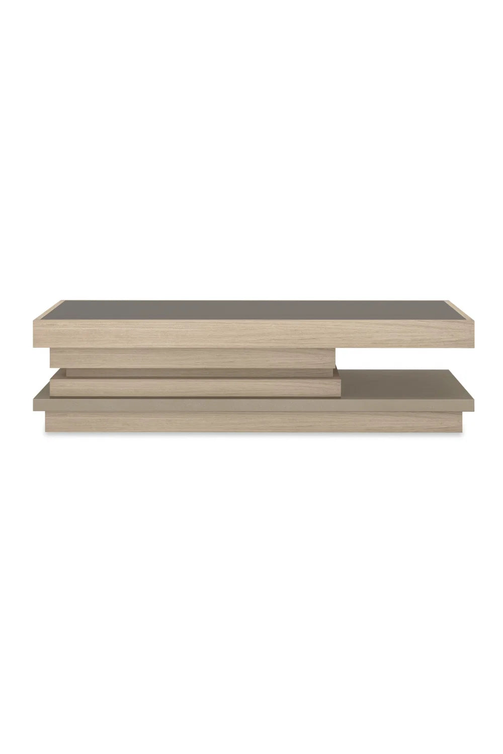 Luxury Glass Wood Tiered Coffee Table Modern Italian Style for Villa