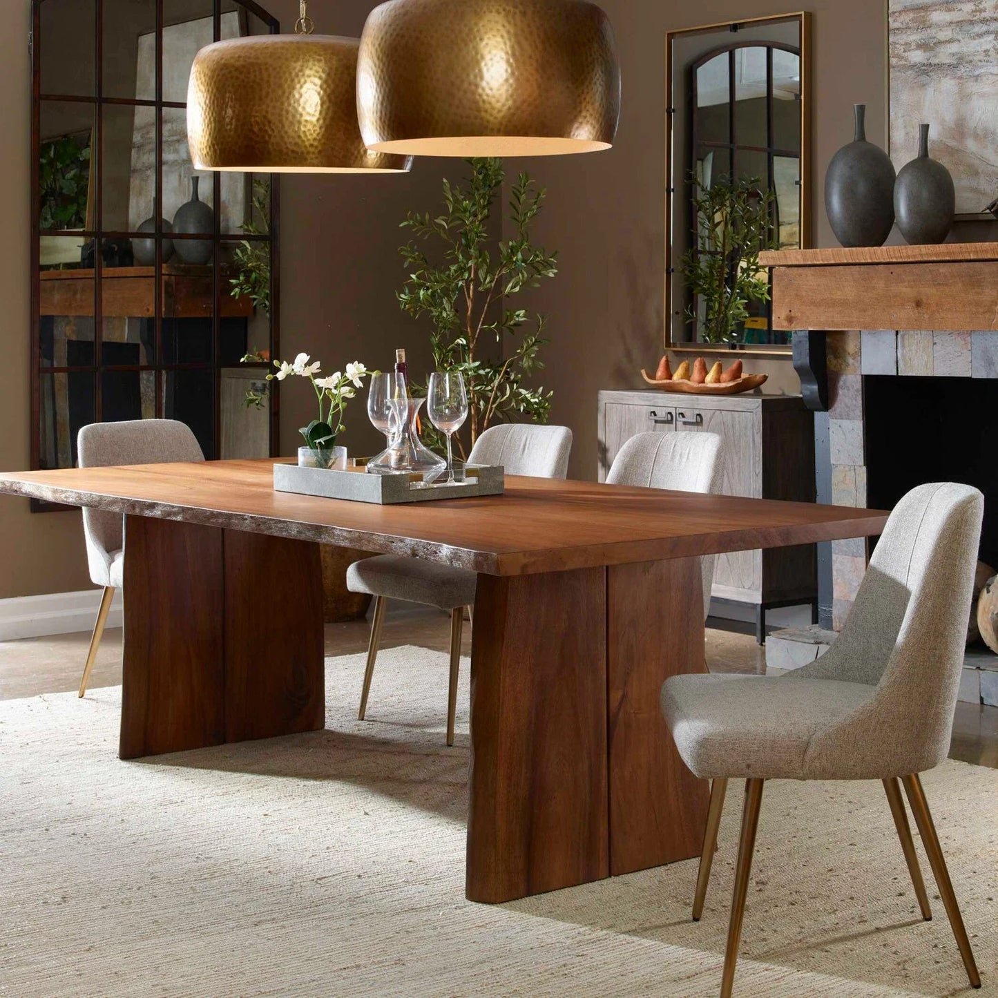 Luxury Glenmore Solid Suar Wood Dining Table Modern Italian Style for Villa