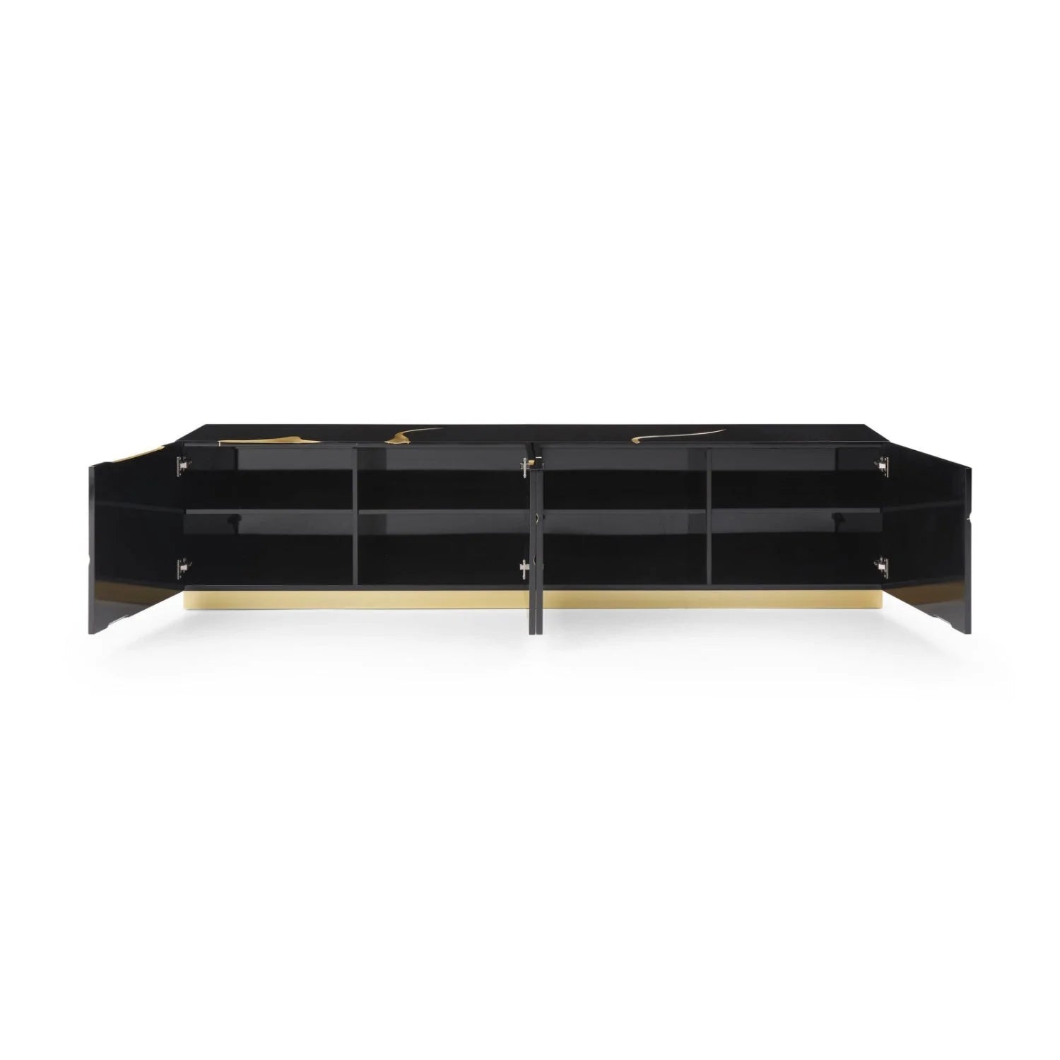 Luxury Gloss Black TV Stand Modern Italian Style for Villa